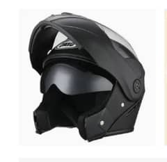 Matt black flip-up motorcycle helmet with double visors