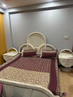 Double Bed with Side Tables + Free Mattress – Excellent Condition