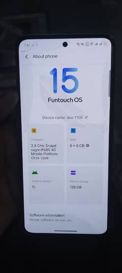 Vivo y100 8gb 128 gb