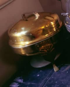 metal golden Buffett Set 3 piece with double pots