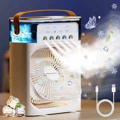 3-in-1 Mini USB Fan with LED & Humidifier | Rechargeable | Best for Su