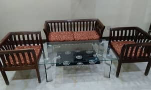 4 Seater Wooden Sofa Set with Center Table