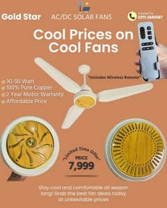 Gold Star AC/DC Solar Ceiling Fan – Energy Saving with Remote