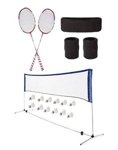 Pack of 12 - badminton set -  pair of racket 6 shuttle 1 net 0
