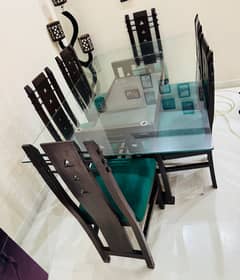 Dinning Table with 6 Chairs With Glass Size 6x4 - 12mm