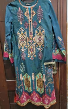 Almirah 3 piece Formal Suit (Cotton Suit  with Organza Dupatta)