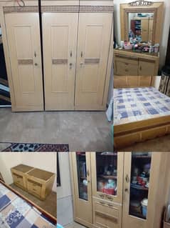 Oak wood bed set