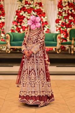 Bridal Maroon Maxi with lehnga