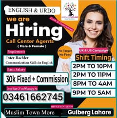 Urdu & English Call Cantr job Available