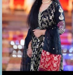 Embroidered Black and Red Maxi-Formal/Wedding Wear