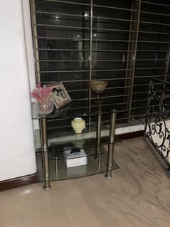 Glass and metal level table