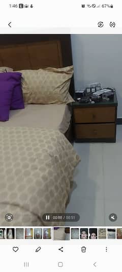 1 queen wooden  bed with matress