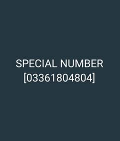 SPECIAL NUMBER 033 61 804 804