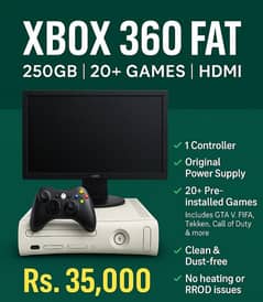 Xbox 360 fat / 250GB / 20+ games /HDMI / best condition