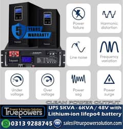 UPS 5KVA 48V 6KVA 48V 3KVA 24V with Lithium ion battery & Supercaps