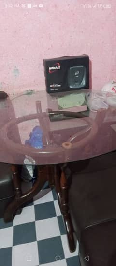 dinning table glass n 6 chairs wooden