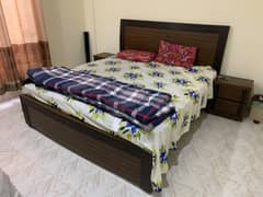 Double Bed With Mattress and Side Tables