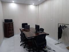 CONFERENCE TABLE WITH 6 REVOLVING CHAIRS AND CUPBOARD