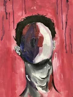 Faceless Expression - A bold contemporary masterpiece in Crimson