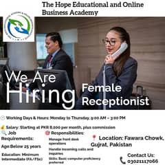 Receptionist Position Open – Be the Face of The Hope Academy