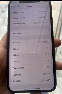 iPhone X factory unlock 256gb 95% battery back damage