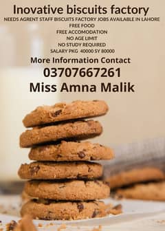 Need Staff required innovative biscuits factory jobs available in Lhr