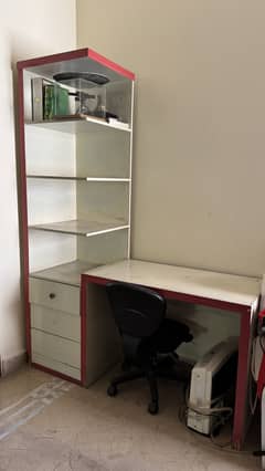 Study Table with drawers & shelving unit