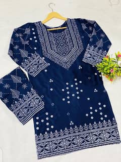 Stylish Women's Stitched Printed Shirt and Trouser Set _ 2Pcs