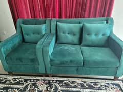 6 seater green velvet sofa set