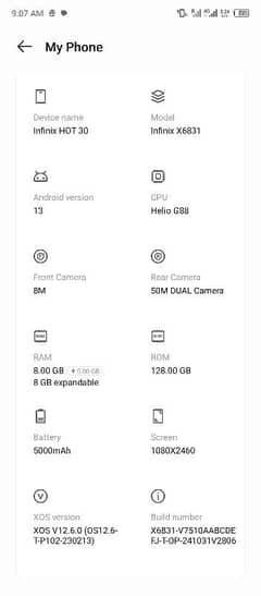 infinix hot 30 8+5ram rom128 all ok