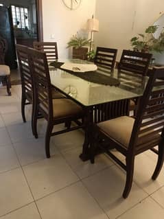 6 seater wooden table