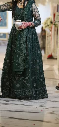 Long macxi with duppta Bottle Green colors