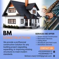 BM Construction & Co paint ceiling wood -  home renovation in lahore