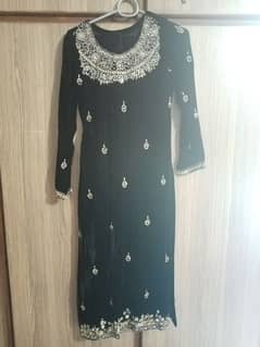 Black velvet dress with dupatta and trouser