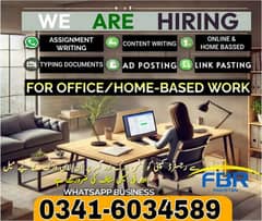 Online Part time/full time/home job/Assignments/Typing/Data entry/Ads