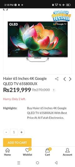 Haier led tv 65 inch