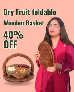 Handmade Wooden Dry Fruit Basket Foldable