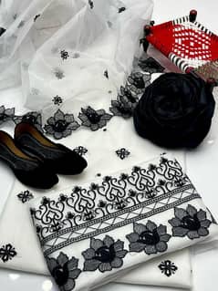 3pc unstitched embroidered suit