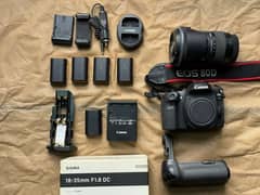 Canon 80D with Sigma 18 35mmF1.8 Lens All accessories Free 10by 10