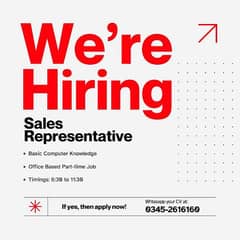 Hiring Sales Representative - 6:00 Pm to 11:00 Pm
