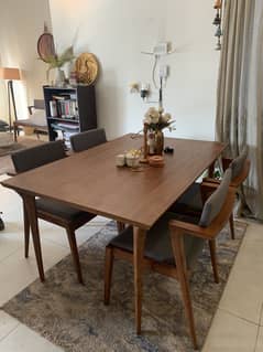 Wooden 6 seater dining table modern design with