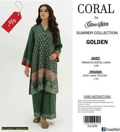 2pcs woman's unstitched lawn printed suit