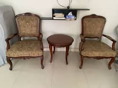 Antique Wooden Chair Set with Table