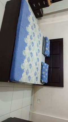 Double Bed without mattress with Dressing Table and two door almirah