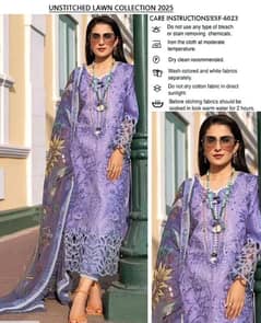 3 pcs woman's Lawn Embroidered unstitched suit