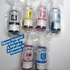 Epson original 674 ink 70ml  6 ink bottles set  available in Karachi