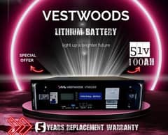 Vestwoods  5kWh 51v 100 amp  LiFePO4 battery