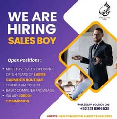 sales boy or sales girl ladies garments shop