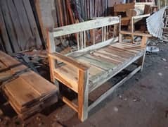Garden wooden single sofa set