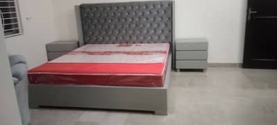 double bed set, Deco paint grey and grey fabric